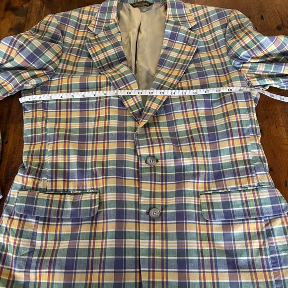Vintage Brooks Brothers Plaid Derby Bold Sport Blazer USA Preppy Size 42R